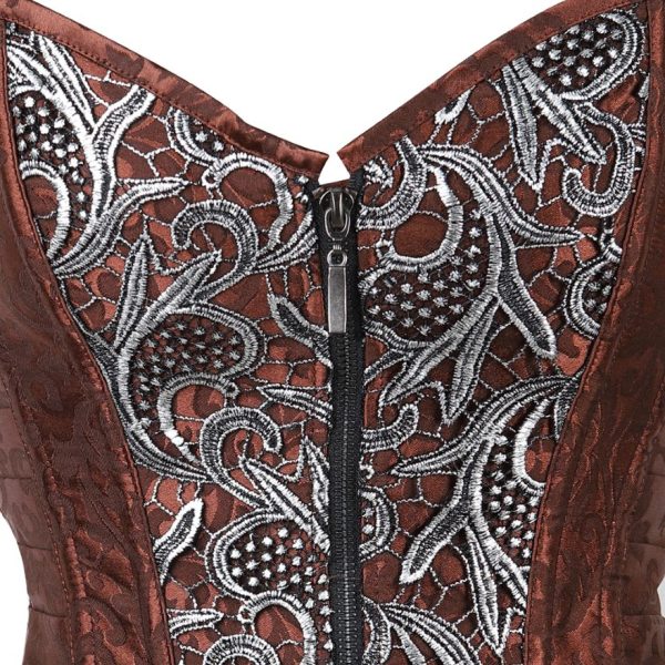 Only 23.99 usd for Steampunk Floral Zipper Overbust Corset Women Gothic  Waist Cincher Sexy Vintage Jacquard Corset Bustier Lingerie Top Brown  Online at the Shop